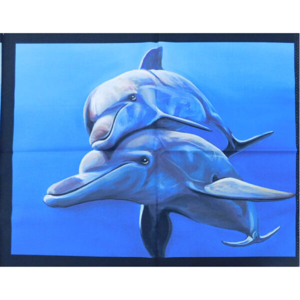 Patchwork Quilting Sewing Fabric Dolphins Whale Panel 44x110cm