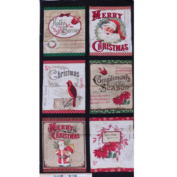 Patchwork Quilting Sewing Fabric Christmas Postcard Holiday Panel 62x110cm