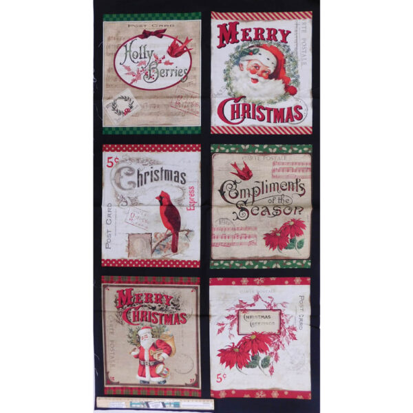 Patchwork Quilting Sewing Fabric Christmas Postcard Holiday Panel 62x110cm