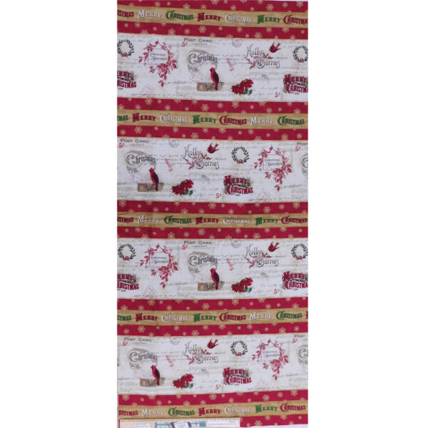 Patchwork Quilting Sewing Fabric Christmas Postcard Border 50x110cm