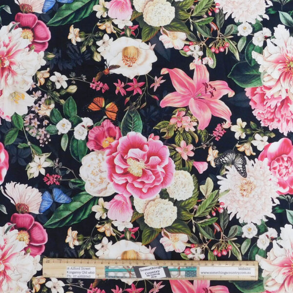 Quilting Patchwork Sewing Fabric Flower Festival Dark 50x55cm FQ