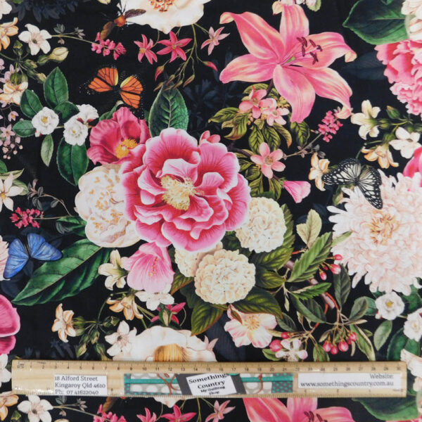 Quilting Patchwork Sewing Fabric Flower Festival Dark 50x55cm FQ