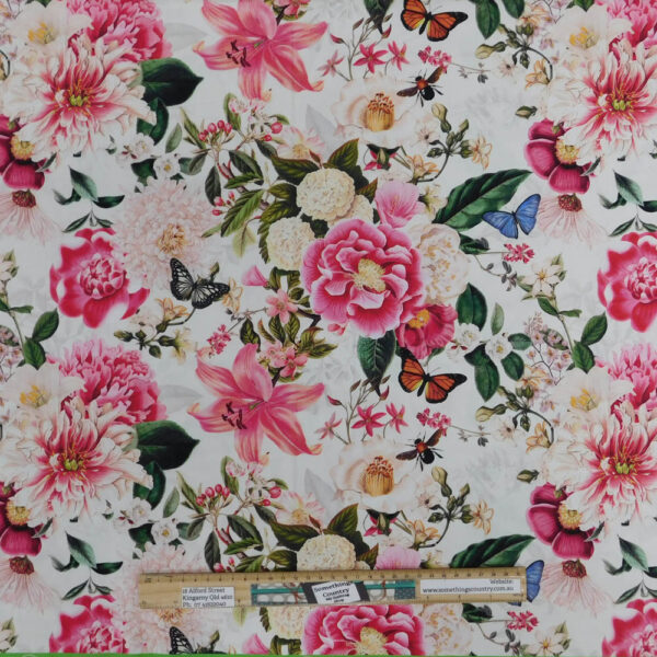 Quilting Patchwork Sewing Fabric Flower Festival Large Light 50x55cm FQ