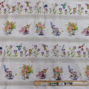 Quilting Patchwork Sewing Fabric Flowers Feathers Border 50x55cm FQ