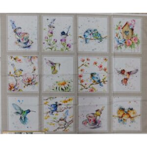 Patchwork Quilting Fabric Flowers and Feathers Panel 92x110cm