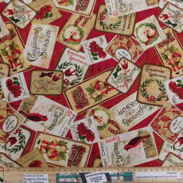 Quilting Patchwork Fabric Postcard Christmas Allover 50x55cm FQ