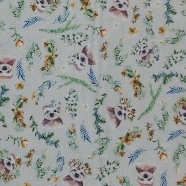 Quilting Patchwork Sewing Fabric Tropical Zoo Sloths 50x55cm FQ