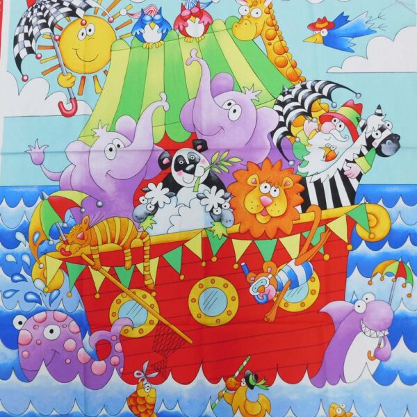 Patchwork Quilting Sewing Fabric Noahs Story Cot Panel 76x110cm
