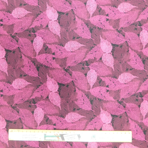 Quilting Patchwork Sewing Fabric Foliage Leaves Dark Pink 50x55cm FQ