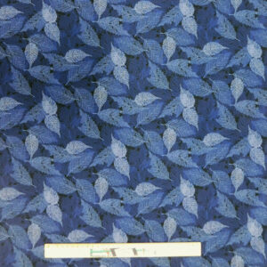 Quilting Patchwork Sewing Fabric Foliage Leaves Dark Navy 50x55cm FQ