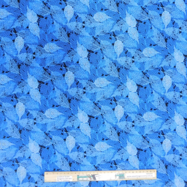 Quilting Patchwork Sewing Fabric Foliage Leaves Light Blue 50x55cm FQ