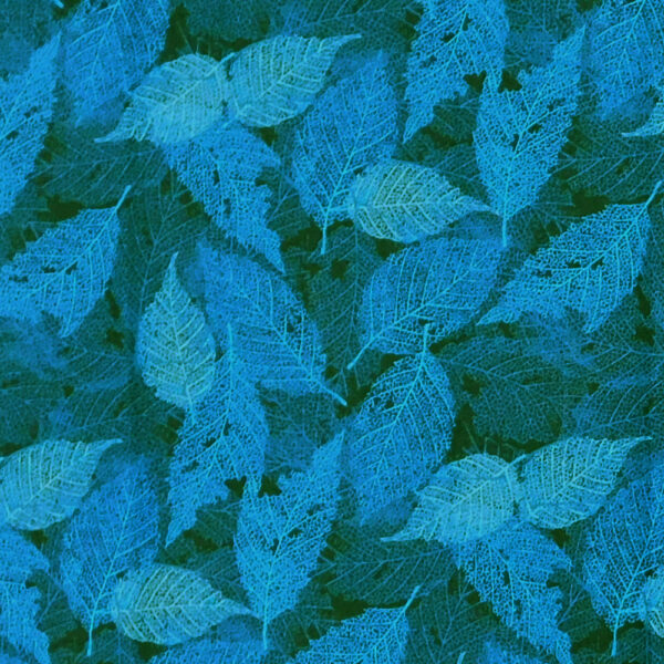 Quilting Patchwork Sewing Fabric Foliage Leaves Dark Teal 50x55cm FQ