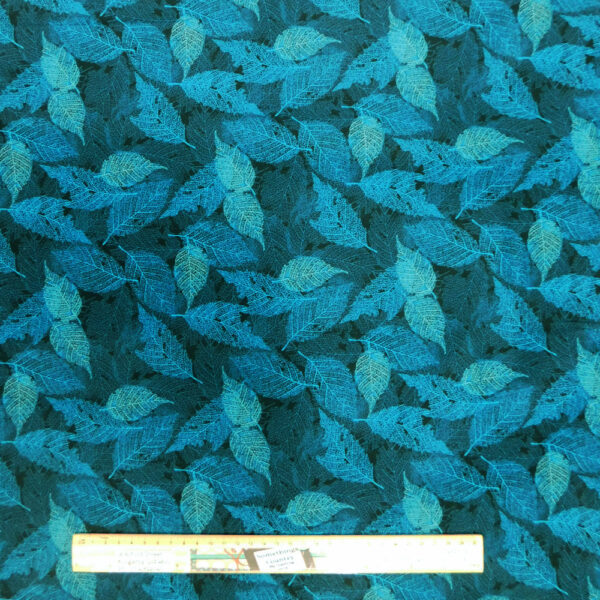 Quilting Patchwork Sewing Fabric Foliage Leaves Dark Teal 50x55cm FQ