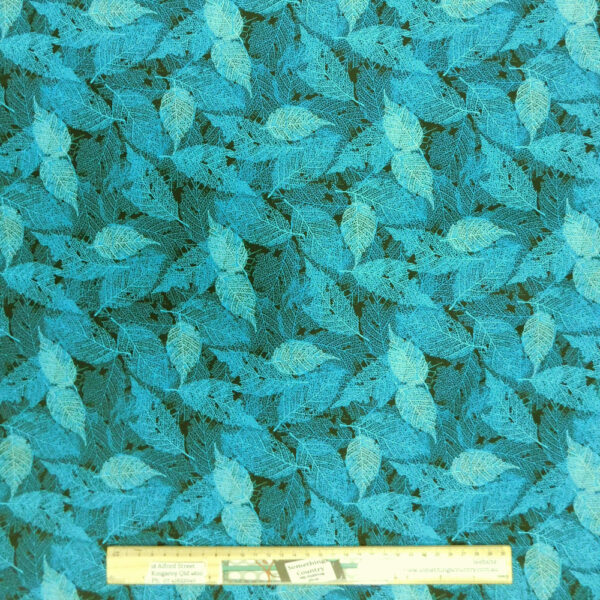 Quilting Patchwork Sewing Fabric Foliage Leaves Light Teal 50x55cm FQ