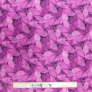 Quilting Patchwork Sewing Fabric Foliage Leaves Hot Pink 50x55cm FQ