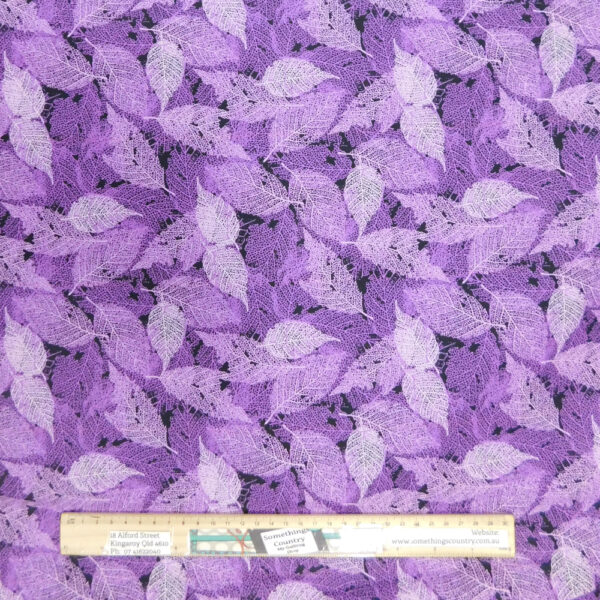 Quilting Patchwork Sewing Fabric Foliage Leaves Lavender 50x55cm FQ