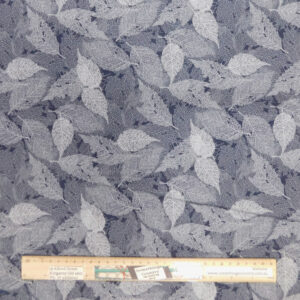 Quilting Patchwork Sewing Fabric Foliage Leaves Grey 50x55cm FQ