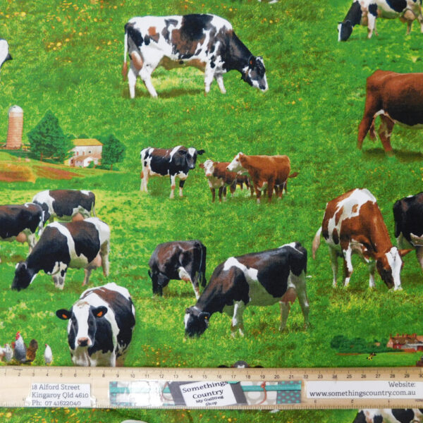 Quilting Patchwork Sewing Fabric Cows in Paddock 50x55cm FQ