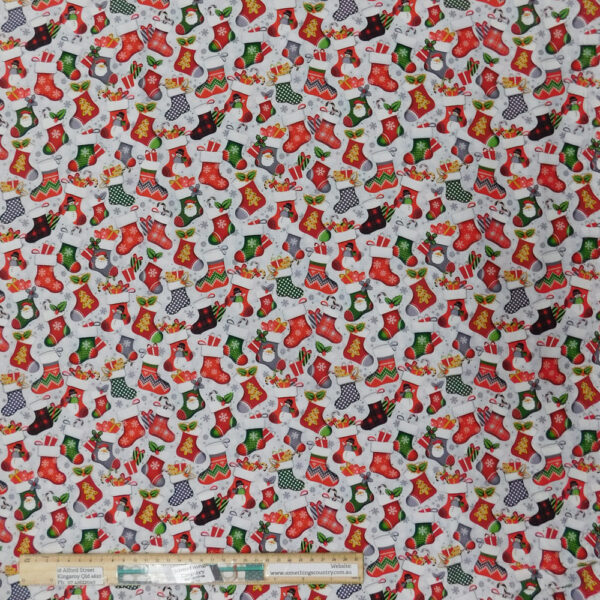 Quilting Patchwork Fabric Noel Stockings Allover 50x55cm FQ
