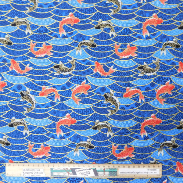 Patchwork Quilting Sewing Fabric Japanese Koi Fish 50x55cm FQ