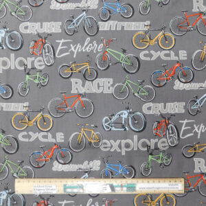 Quilting Patchwork Sewing Fabric Two Wheel Bicycles 50x55cm FQ