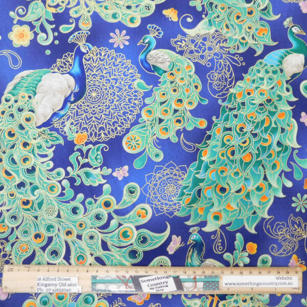 Quilting Patchwork Sewing Fabric Imperial Peacocks 50x55cm FQ