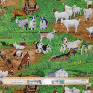 Patchwork Quilting Sewing Fabric Farm Life Goats 50x55cm FQ Material