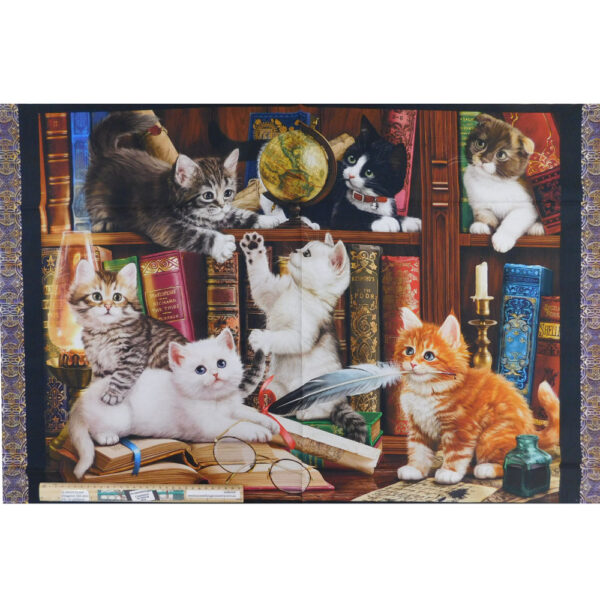 Patchwork Quilting Sewing Fabric Literary Kittens Panel 62x110cm