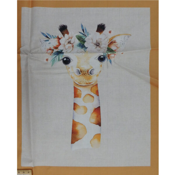 Patchwork Quilting Sewing Fabric Tropical Zoo Giraffe Panel 60x110cm