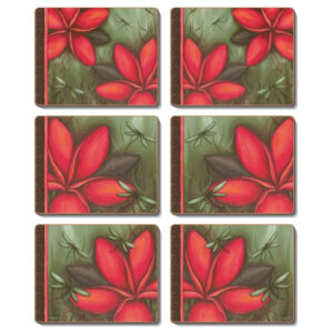 Country Kitchen Frangipani Dream Cinnamon Cork Backed Coasters Set 6