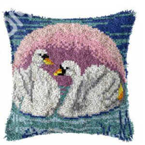 Crafting Kit Swans Latch Hook with Cushion Hook and Threads