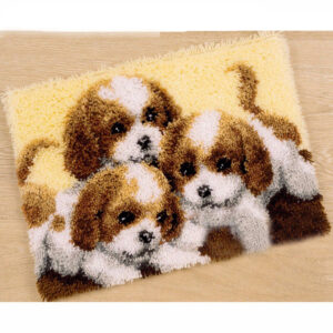 Crafting Kit Puppies Latch Hook with Canvas Mat Hook Threads