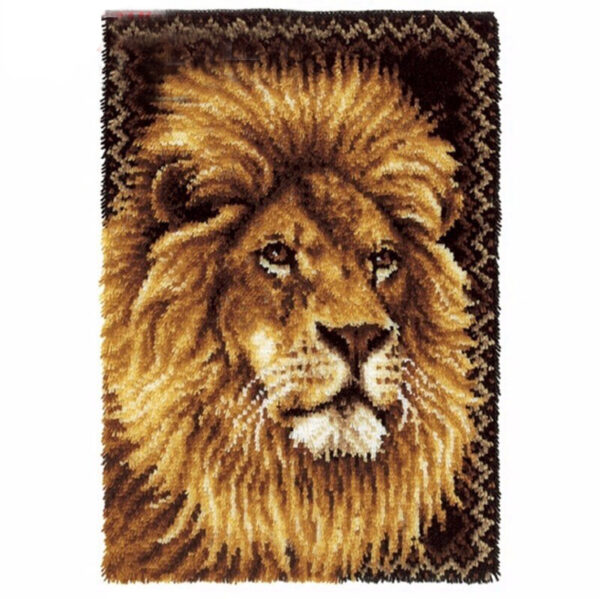 Crafting Kit Lion Latch Hook with Canvas Mat Hook Threads