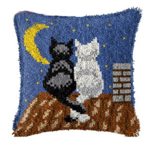 Crafting Kit Night Cats Latch Hook with Cushion Hook and Threads