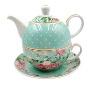 French Country Kitchen Tea For One Floral Garden Mint Teapot