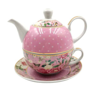 French Country Kitchen Tea For One Floral Garden Pink Teapot