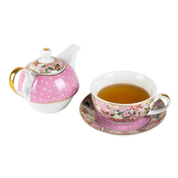 French Country Kitchen Tea For One Floral Garden Pink Teapot