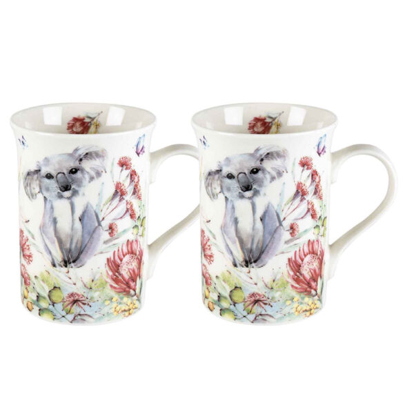 Elegant Kitchen Tea Coffee Fauna Koala Mugs Cups Set of 2