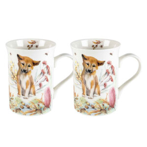 Elegant Kitchen Tea Coffee Fauna Dingo Mugs Cups Set of 2