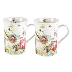 Elegant Kitchen Tea Coffee Fauna Cockatoo Mugs Cups Set of 2