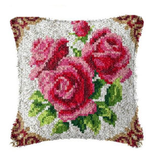 Crafting Kit Roses Latch Hook with Cushion Hook and Threads