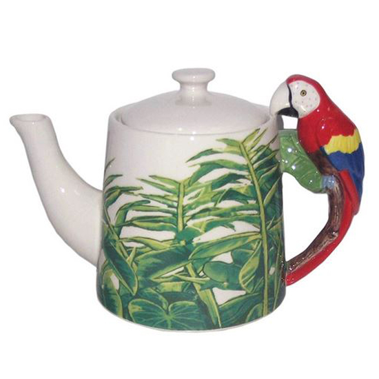 French Country Lovely Kitchen Tea Pot Macaw China Teapot