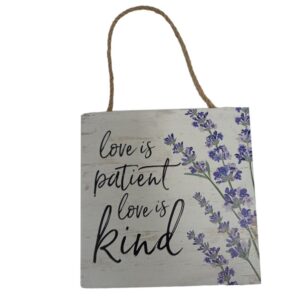 Country Wooden Hanging Sign Love is Patient Square Plaque