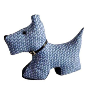 French Country Vintage Weighted Dark Blue Fabric Dog Door Stopper