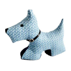 French Country Vintage Weighted Light Blue Fabric Dog Door Stopper
