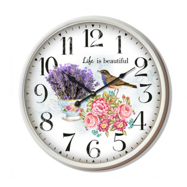 Clock French Country Wall 51cm Metal Life is Beautiful Large