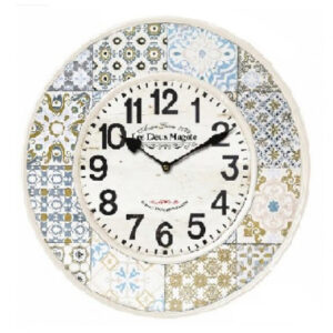 Clock French Country Wall 40cm Moroccan Tile Les Deux Magote Metal