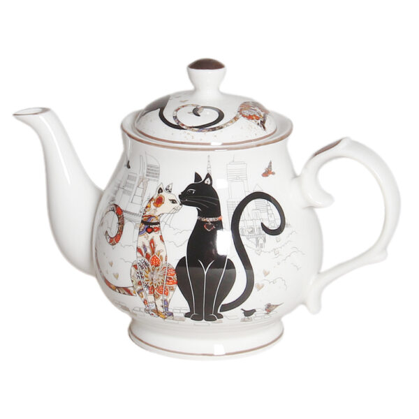 Elegant Kitchen Teapot Embossed Cat China Tea Pot 370ml Small