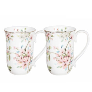 Elegant Kitchen 405mm Tea Coffee Mugs Peach Blossom Set of 2