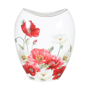 Elegant China Country White Poppies Flowers Vase